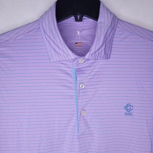 Fairway Greene Polo Shirt Mens Large Striped Lilac, Blue Short Sleeve